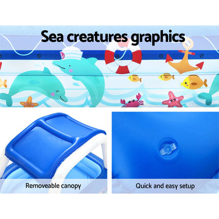 Bestway Kids Pool 213x155x132cm Inflatable Swimming w/ Canopy Play Pools 282L.