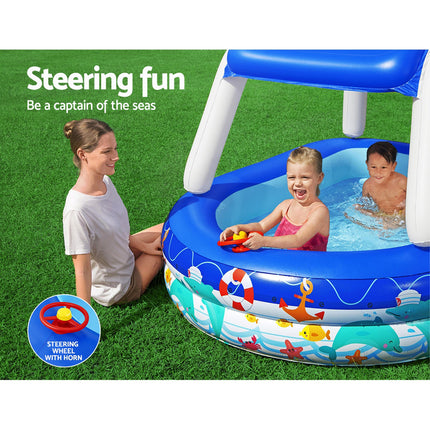 Bestway Kids Pool 213x155x132cm Inflatable Swimming w/ Canopy Play Pools 282L.