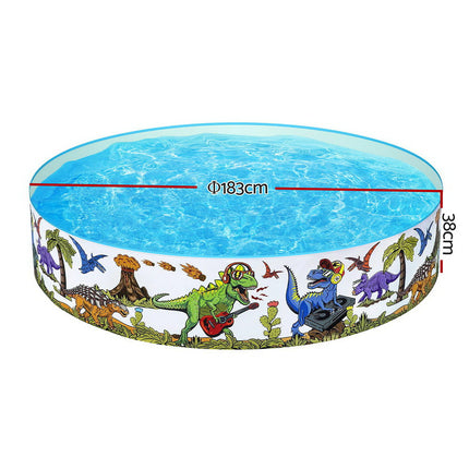 Bestway Kids Pool 183x38cm Round Above Ground Rigid Swimming Pools Dinosaur 946L.