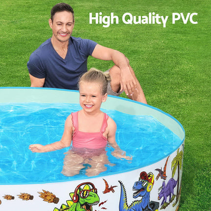 Bestway Kids Pool 183x38cm Round Above Ground Rigid Swimming Pools Dinosaur 946L.