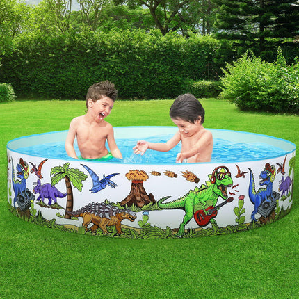 Bestway Kids Pool 183x38cm Round Above Ground Rigid Swimming Pools Dinosaur 946L.