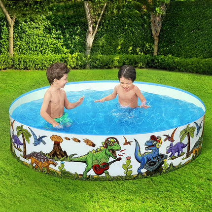Bestway Kids Pool 183x38cm Round Above Ground Rigid Swimming Pools Dinosaur 946L.