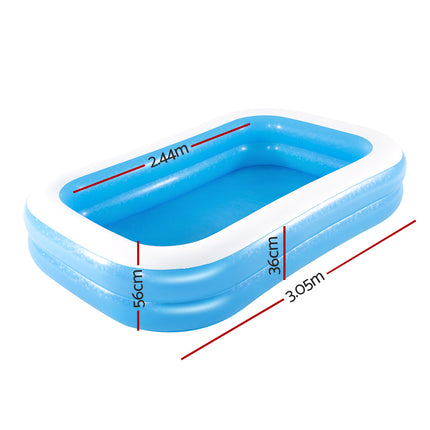Bestway Kids Pool 262x175x51cm Inflatable Above Ground Swimming Pools 778L.