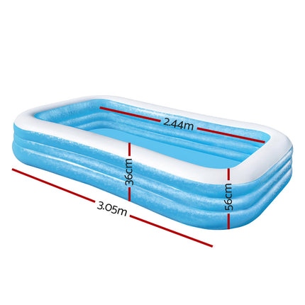 Bestway Kids Pool 305x183x56cm Inflatable Above Ground Swimming Pools 1161L.