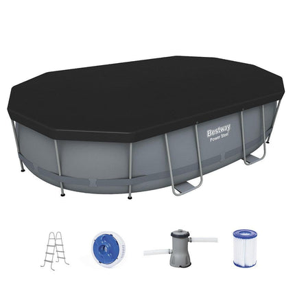 Bestway 488x305x107cm Swimming Pool Steel Frame Set w/ Pump Filter Ladder Cover.
