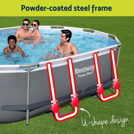Bestway 488x305x107cm Swimming Pool Steel Frame Set w/ Pump Filter Ladder Cover.