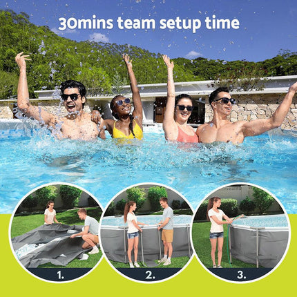 Bestway 488x305x107cm Swimming Pool Steel Frame Set w/ Pump Filter Ladder Cover.