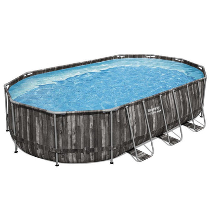 Bestway Swimming Pool Steel Frame Pool Set 6.1x3.66m w/ Filter Pump Ladder Cover.