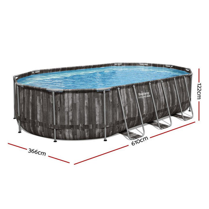 Bestway Swimming Pool Steel Frame Pool Set 6.1x3.66m w/ Filter Pump Ladder Cover.