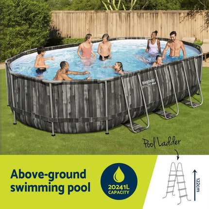 Bestway Swimming Pool Steel Frame Pool Set 6.1x3.66m w/ Filter Pump Ladder Cover.
