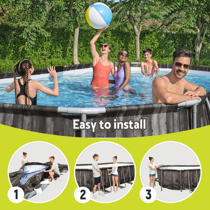 Bestway Swimming Pool Steel Frame Pool Set 6.1x3.66m w/ Filter Pump Ladder Cover.