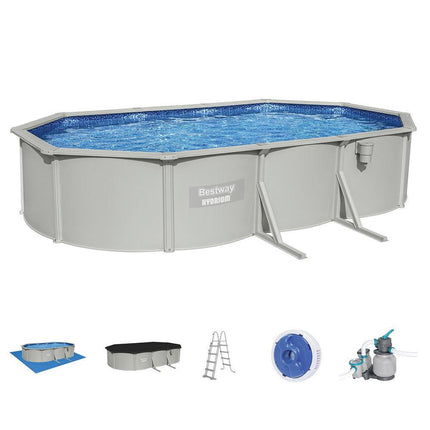 Bestway Swimming Pool 610 x 366cm Steel Frame Round Pool Set w/ Filter Ladder.