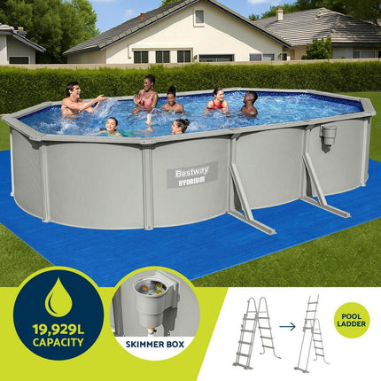 Bestway Swimming Pool 610 x 366cm Steel Frame Round Pool Set w/ Filter Ladder.