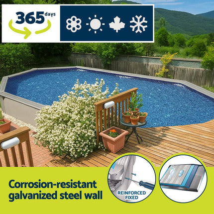 Bestway Swimming Pool 610 x 366cm Steel Frame Round Pool Set w/ Filter Ladder.