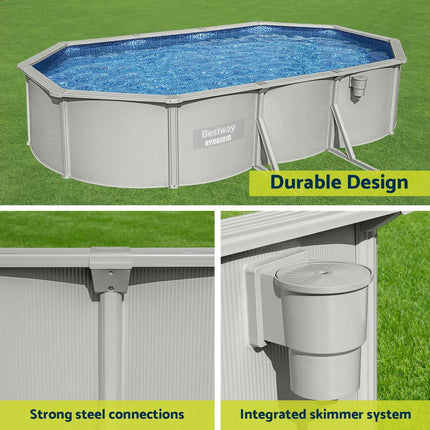 Bestway Swimming Pool 610 x 366cm Steel Frame Round Pool Set w/ Filter Ladder.
