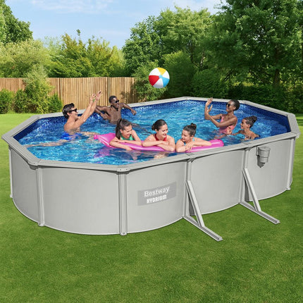 Bestway Swimming Pool 610 x 366cm Steel Frame Round Pool Set w/ Filter Ladder.