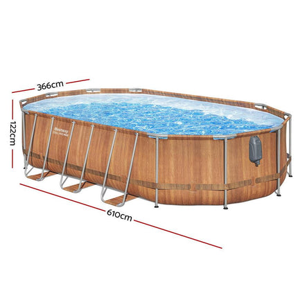 Bestway Swimming Pool Steel Frame Luxury Pool & SPA Massage Set 6.1x3.66x1.22m.
