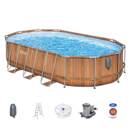 Bestway Swimming Pool Steel Frame Luxury Pool & SPA Massage Set 6.1x3.66x1.22m.