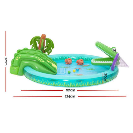 Bestway Kids Inflatable Splash Play Pool with Slide Ball Crocodile Fishing Net.
