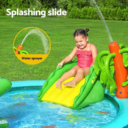 Bestway Kids Inflatable Splash Play Pool with Slide Ball Crocodile Fishing Net.