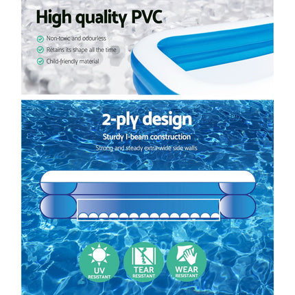 Bestway Kids Pool 262x157x46cm Inflatable Above Ground Swimming Pools 544L.