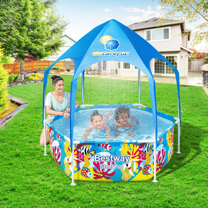 Bestway Swimming Pool 400x211x81cm Steel Frame Above Ground Pools w/ Filter Pump 5700L.
