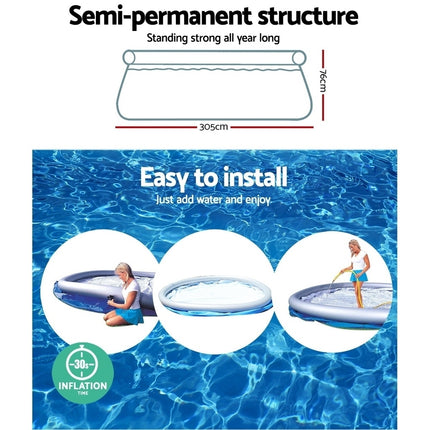 Bestway Swimming Pool 305x76cm Above Ground Round Inflatable Pools 3800L.