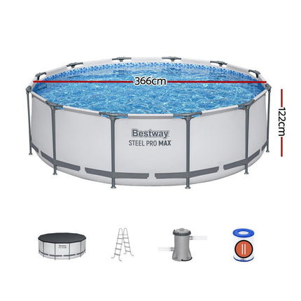 Bestway 366cm Swimming Pool Above Ground Pools Round Filter Pump Cover Ladder.