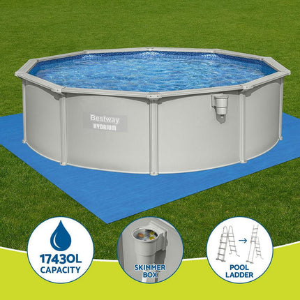 Bestway Swimming Pool Steel Frame Round Pool Set 457cm w/ Filter Ladder 17430L.