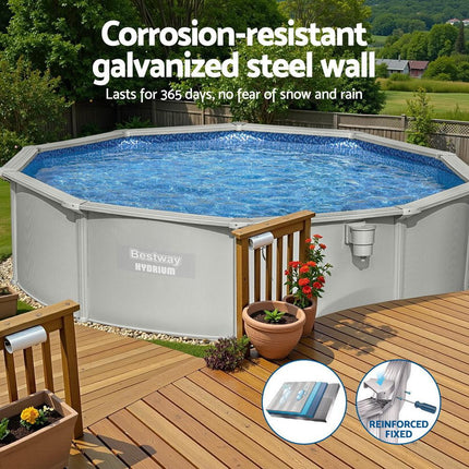 Bestway Swimming Pool Steel Frame Round Pool Set 457cm w/ Filter Ladder 17430L.