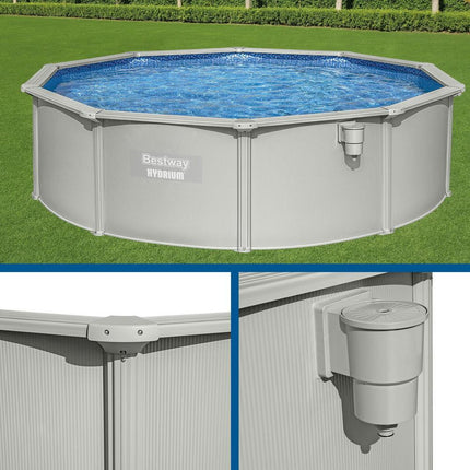 Bestway Swimming Pool Steel Frame Round Pool Set 457cm w/ Filter Ladder 17430L.