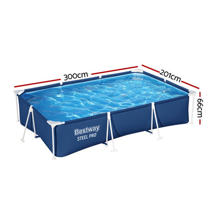 Bestway Swimming Pool 300x201x66cm Steel Frame Above Ground Pools 3300L.