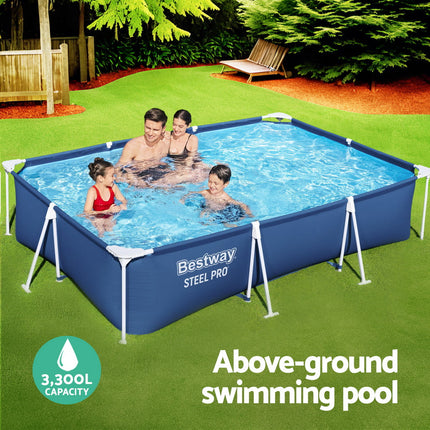 Bestway Swimming Pool 300x201x66cm Steel Frame Above Ground Pools 3300L.
