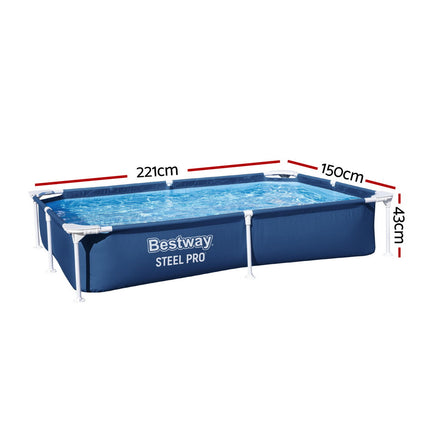 Bestway Swimming Pool 221x150x43cm Steel Frame Above Ground Pools 1200L.