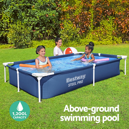 Bestway Swimming Pool 221x150x43cm Steel Frame Above Ground Pools 1200L.
