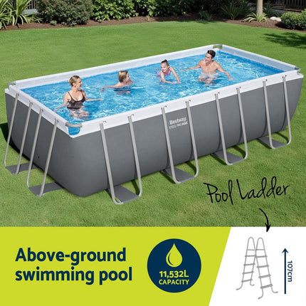Bestway Swimming Pool Steel Frame Pool Set w/ Filter Pump Ladder Cover 488x244cm.