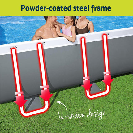 Bestway Swimming Pool Steel Frame Pool Set w/ Filter Pump Ladder Cover 488x244cm.