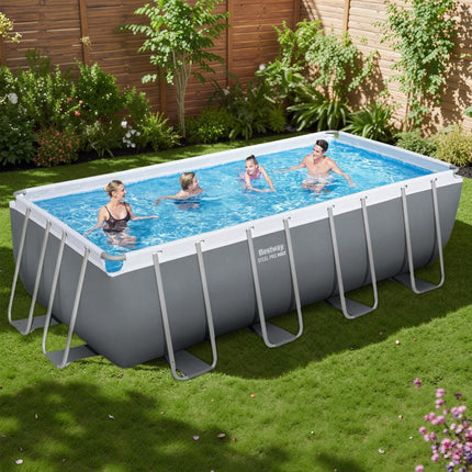Bestway Swimming Pool Steel Frame Pool Set w/ Filter Pump Ladder Cover 488x244cm.
