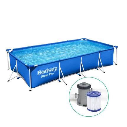 Bestway Swimming Pool 400x211x81cm Steel Frame Above Ground Pools w/ Filter Pump 5700L.