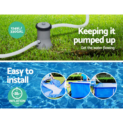 Bestway Swimming Pool 400x211x81cm Steel Frame Above Ground Pools w/ Filter Pump 5700L.