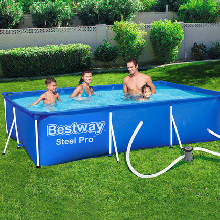 Bestway Swimming Pool 400x211x81cm Steel Frame Above Ground Pools w/ Filter Pump 5700L.
