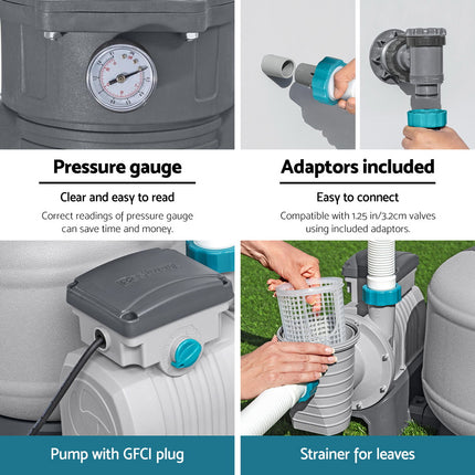 Bestway Pool Pump Sand Filter 3000GPH 11355L/H Pools Flowclear Filters.