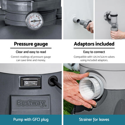 Bestway Pool Pump Sand Filter 800GPH 3028L/H Pools Flowclear Filters.