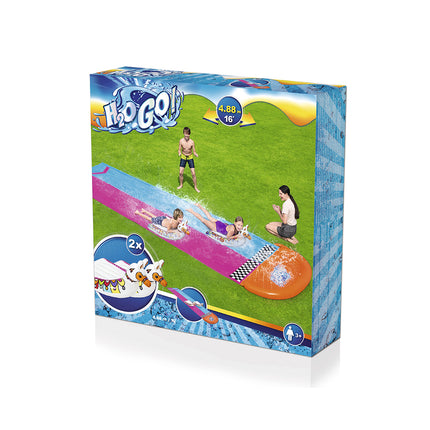 Bestway Water Slide Slip Kids 488cm Dual Slides Splash Pad.