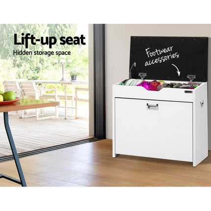 Artiss Shoe Rack Cabinet Bench 3-tier 15 Pairs White.