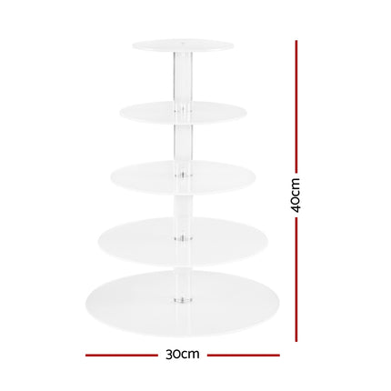 5-Star Chef Cake Stand 5 Tiers Acrylic Holder Display Round Clear Wedding Party.