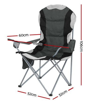 Weisshorn Camping Folding Chair Portable Outdoor Hiking Fishing Picnic Grey 2pcs.