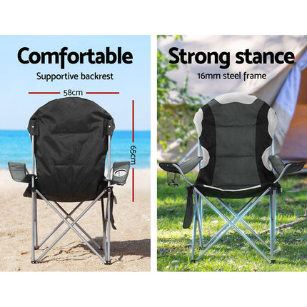 Weisshorn Camping Folding Chair Portable Outdoor Hiking Fishing Picnic Grey 2pcs.