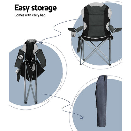 Weisshorn Camping Folding Chair Portable Outdoor Hiking Fishing Picnic Grey 2pcs.