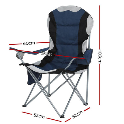 Weisshorn Camping Folding Chair Portable Outdoor Hiking Fishing Picnic Navy 2pcs.